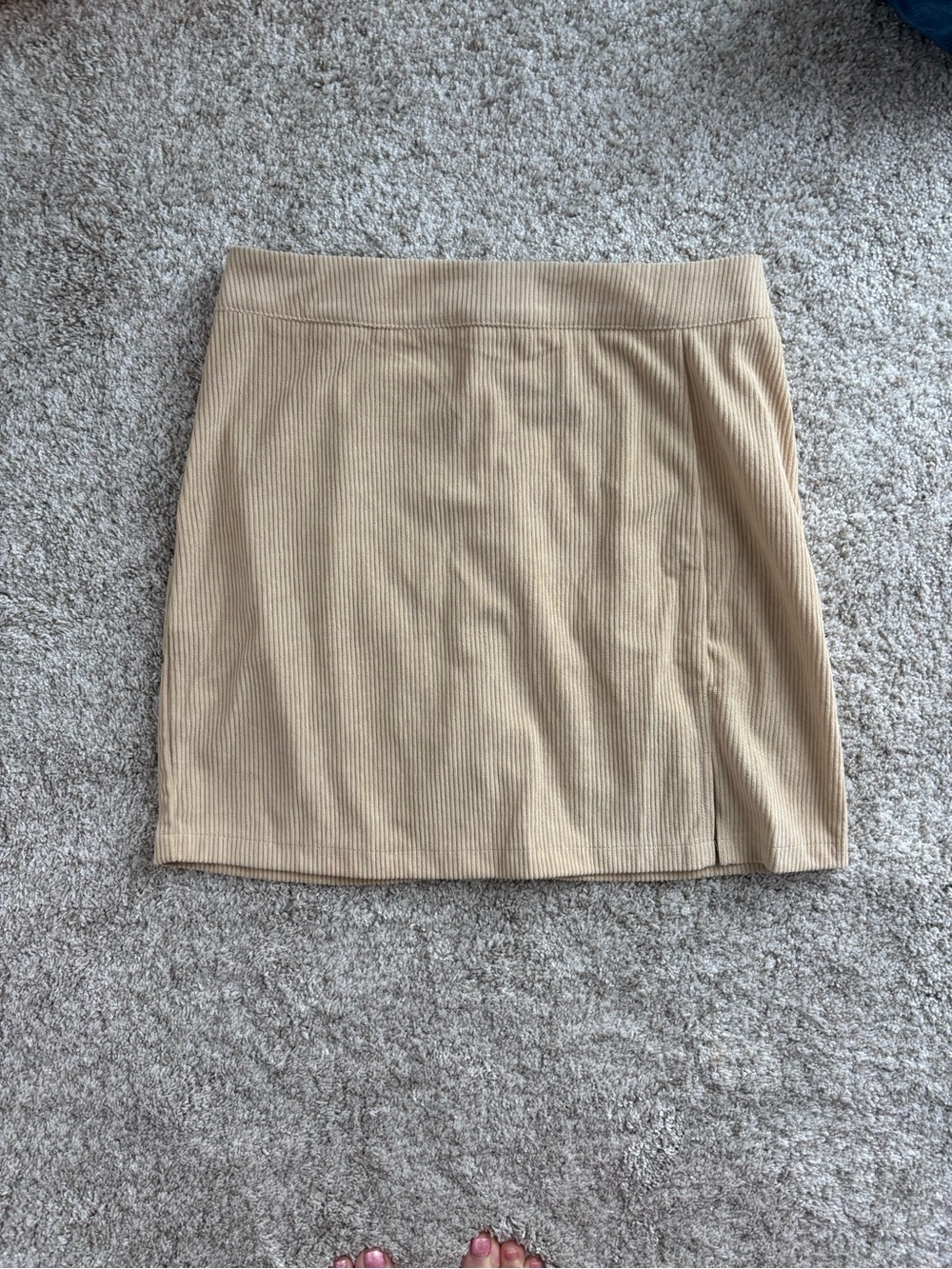 SHEIN Beige Ribbed corduroy Mini Skirt